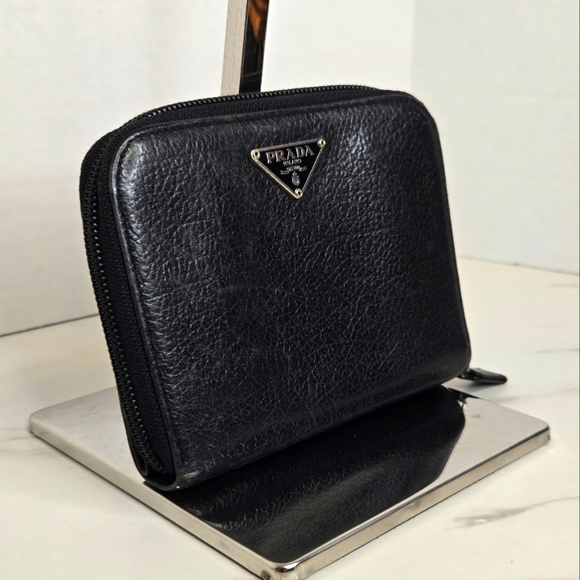 Prada Black Leather Bifold Compact Wallet - Picture 2 of 10